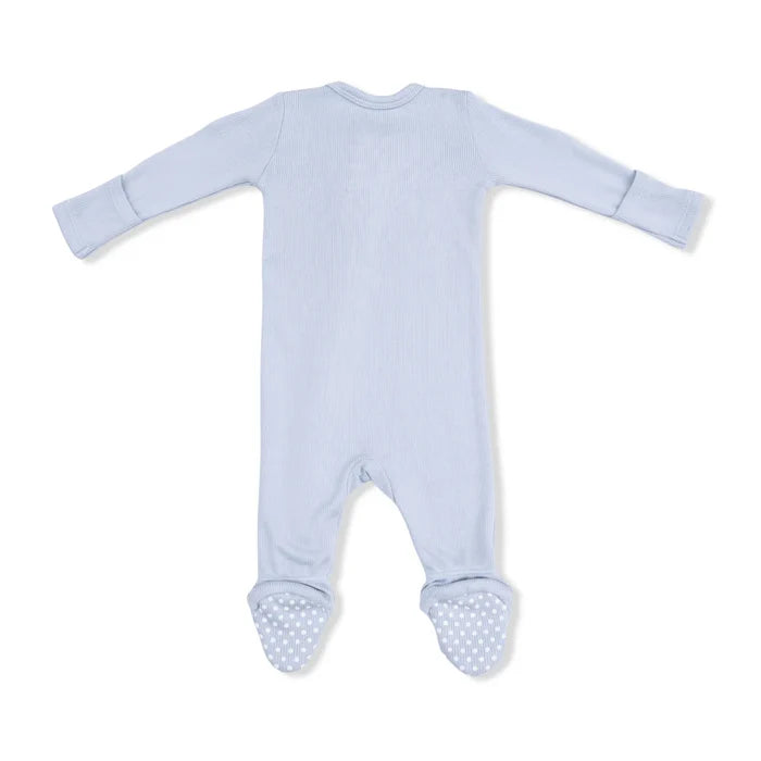 Angel Dear Bamboo 2 Way Zipper Footie - Solid Niagara Mist Rib
