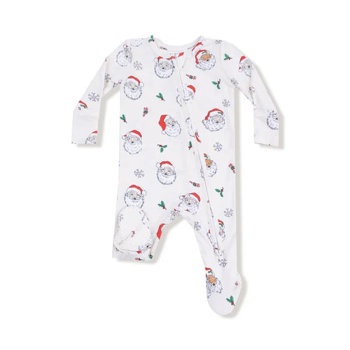 Angel Dear Bamboo 2 Way Zipper Footie - Vintage Santas