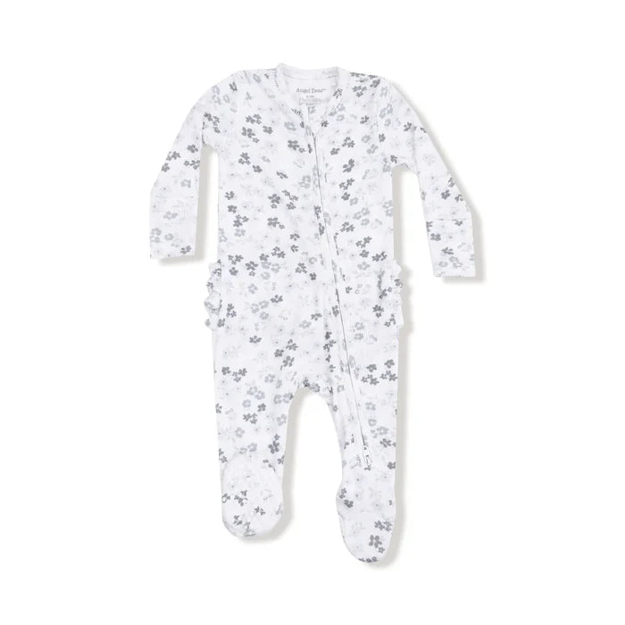 Angel Dear Bamboo 2 Way Zipper Ruffle Back Footie - Caroline's Calico