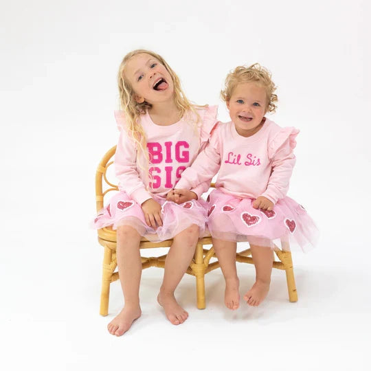 Angel Dear French Terry Sibling - Big Sis Ruffle Sweatshirt