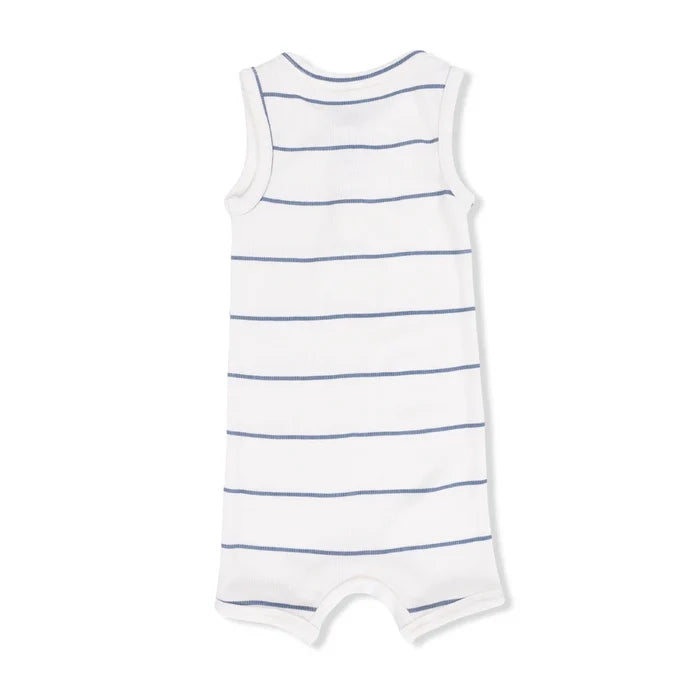 Angel Dear Henley Shortie Romper - Vintage Stripe