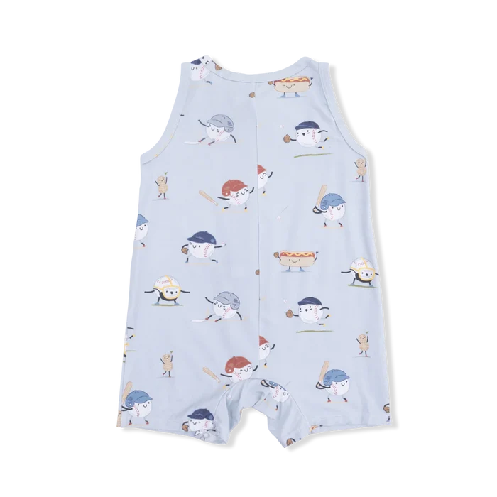 Angel Dear Sleeveless Shortie Romper - Baseballs Playing Baseball