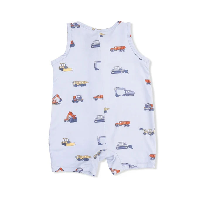 Angel Dear Sleeveless Shortie Romper - Construction Vehicles
