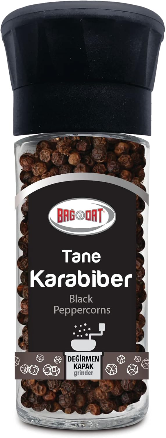 Bagdat Black Peppercorns 50 Gr (with Grinder Packaging)