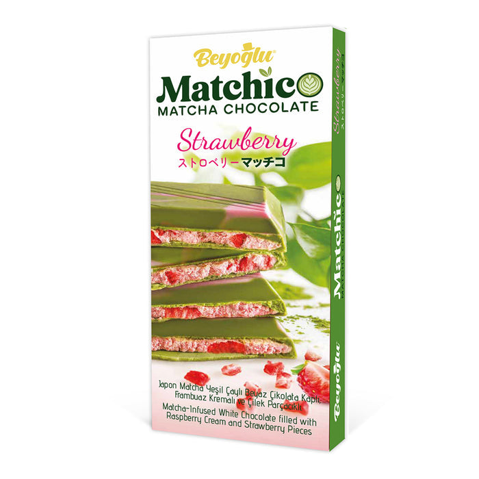 Matchico Strawberry Matcha Chocolate packaging on a white background