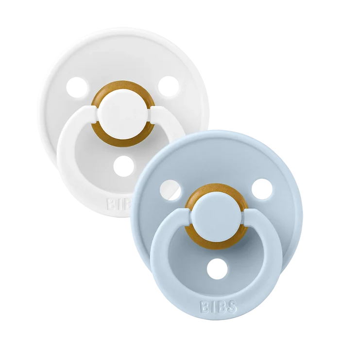 BIBS Colour 2-Pack Pacifier Set - White / Baby Blue