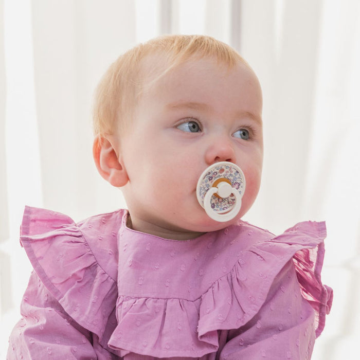 Toddler with BIBS LIBERTY Colour 2-Pack Pacifier Set - Eloise - Blush Mix