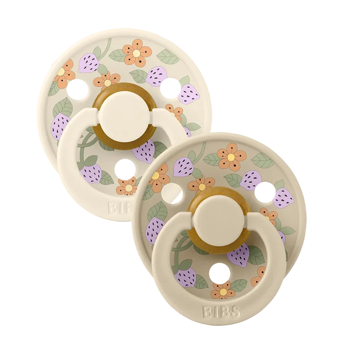 BIBS LIBERTY Colour 2-Pack Pacifier Set - Strawberries & Cream - Ivory Mix