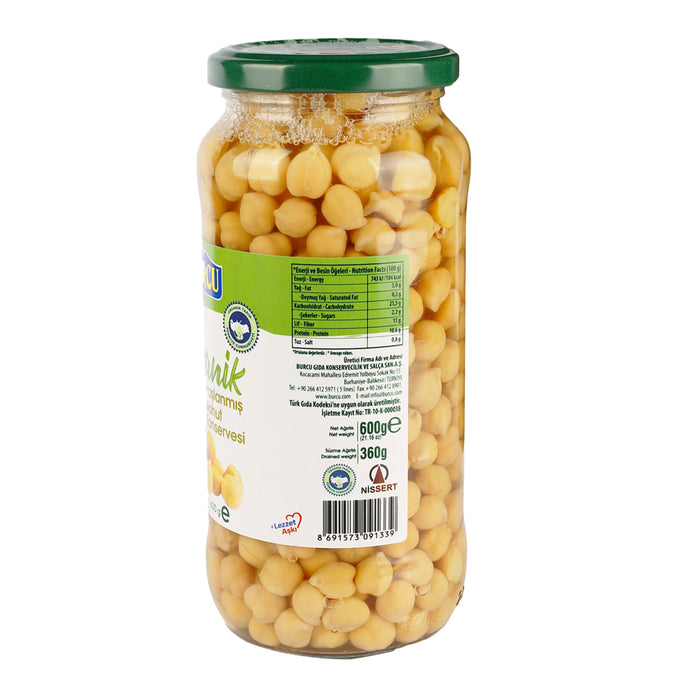 Enjoy the wholesome taste of Burcu Organic Boiled Chickpeas, a pantry essential made from 100% organ