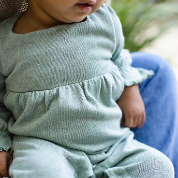 Burts Bees Chunky Slub Baby Girl Jumpsuit Jade Stone