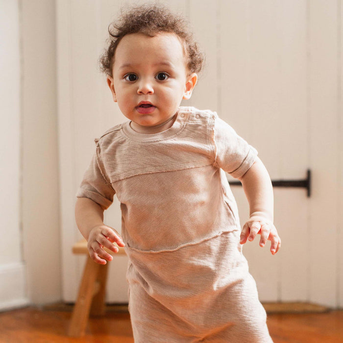 Burt's Bees Chunky Slub Infant Boy Jumpsuit - Soft Mocha