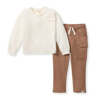 Burt's Bees Chunky Slub Infant Boy Tee Set - Eggshell