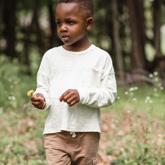 Burt's Bees Chunky Slub Toddler Boy Tee Set - Eggshell