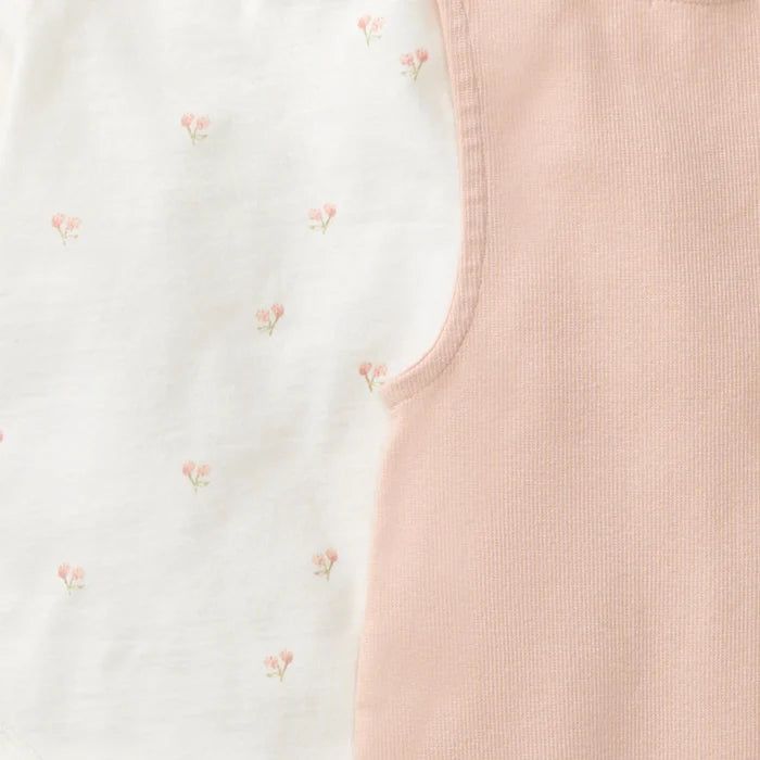 Burt's Bees Ditsy Floret Jumpsuit and Bodysuit Set - Agate Rose