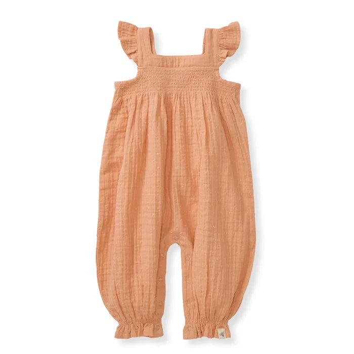 Burt's Bees Dotted Muslin Jumpsuit - Peach Puff