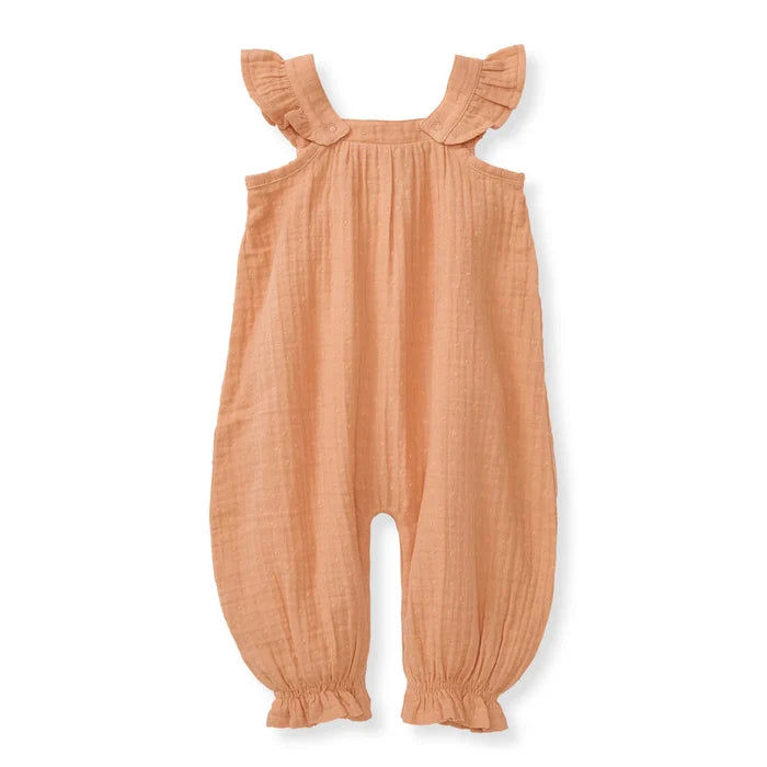 Burt's Bees Dotted Muslin Jumpsuit - Peach Puff