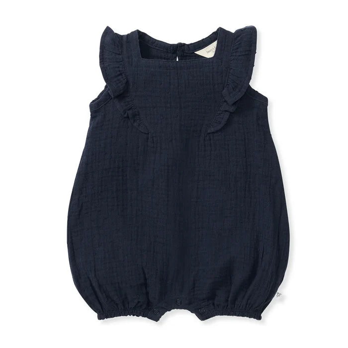 Burt's Bees Dotted Muslin Romper - Midnight
