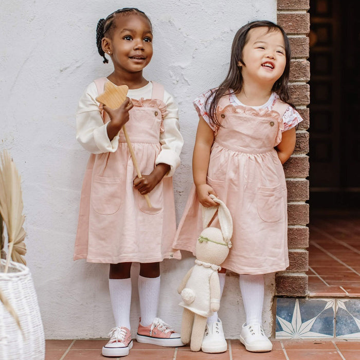 Little girls wearing Burt's Bees French Terry Dress - Toddler - Pink Sand