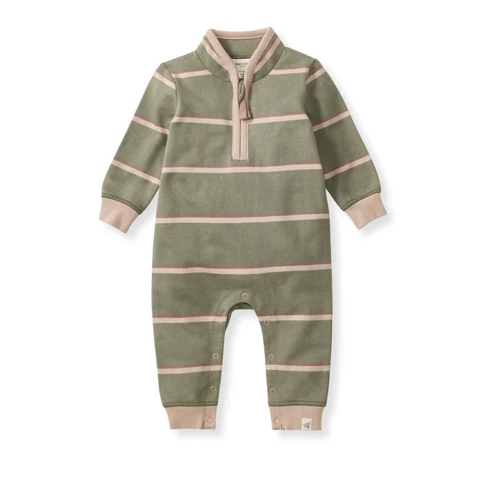 Burt's Bees Holland Stripe Infant Jumpsuit - Tranquility