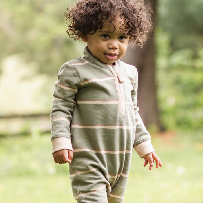 Burt's Bees Holland Stripe Infant Jumpsuit - Tranquility