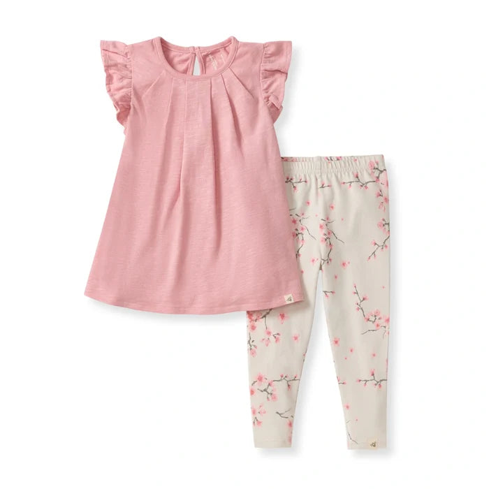 Burts Bees Slub Tunic & Cherry Blossoms Pants Set