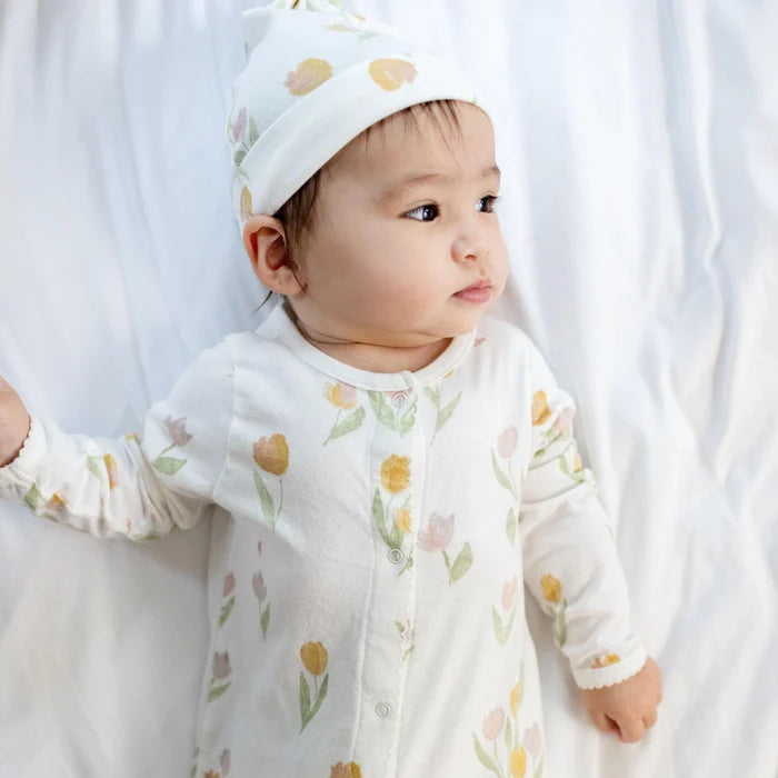 Burts Bees Tulip Fields Baby Girl Jumpsuit & Hat Set