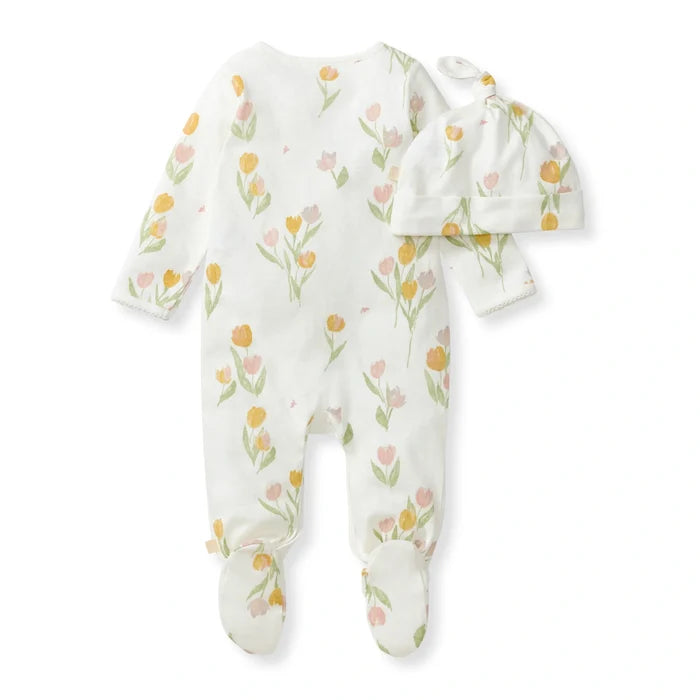 Burts Bees Tulip Fields Baby Girl Jumpsuit & Hat Set