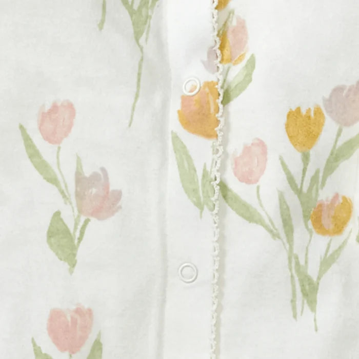Burts Bees Tulip Fields Baby Girl Jumpsuit & Hat Set