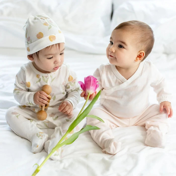 Burts Bees Tulip Fields Baby Girl Jumpsuit & Hat Set