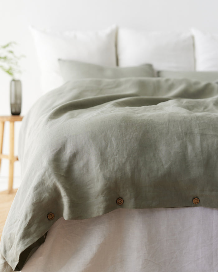 Calm sage linen duvet cover set (3 pcs)