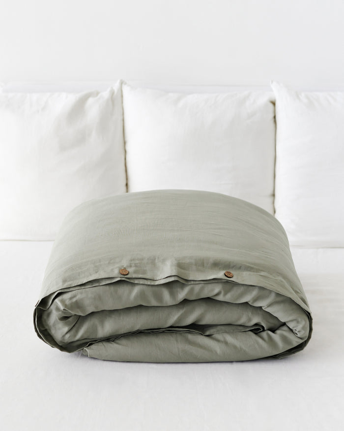 Calm sage linen duvet cover