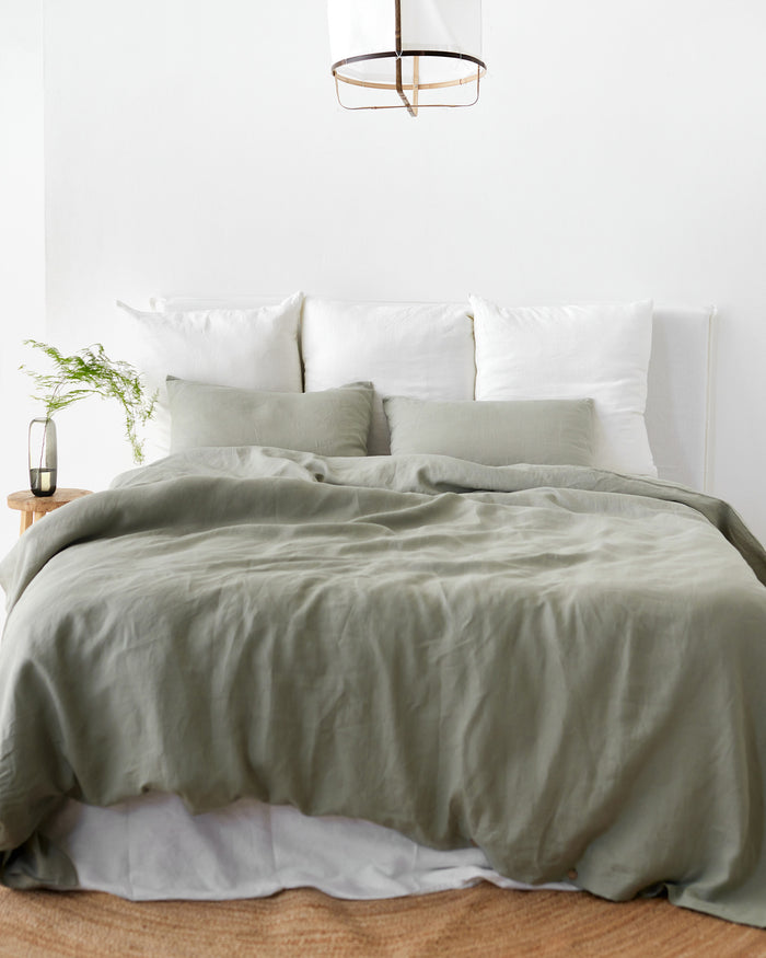 Calm sage linen pillowcase