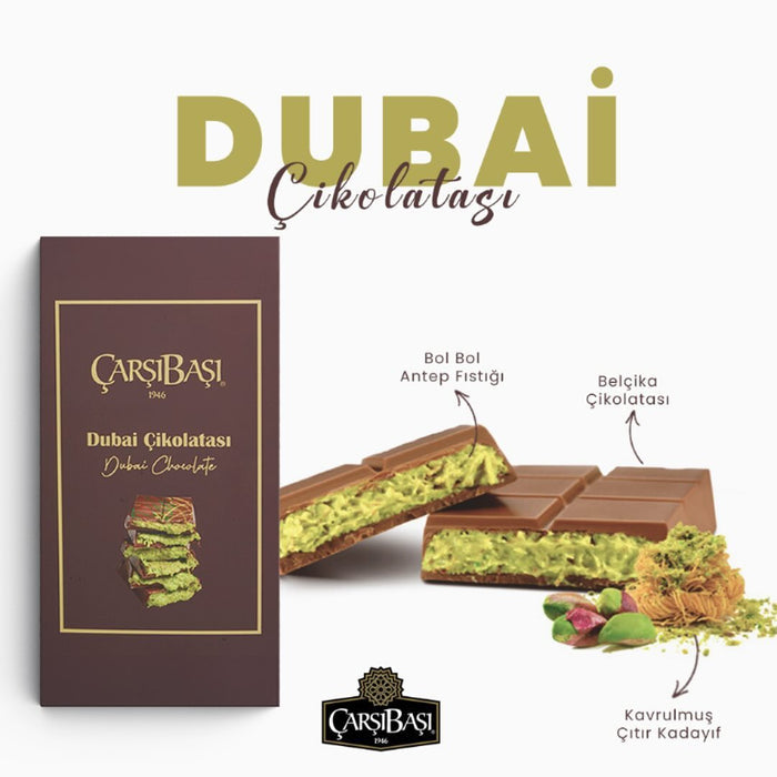 Carsibasi Handmade Dubai Chocolate with Pistachio Cream 3.17 oz (90 g)