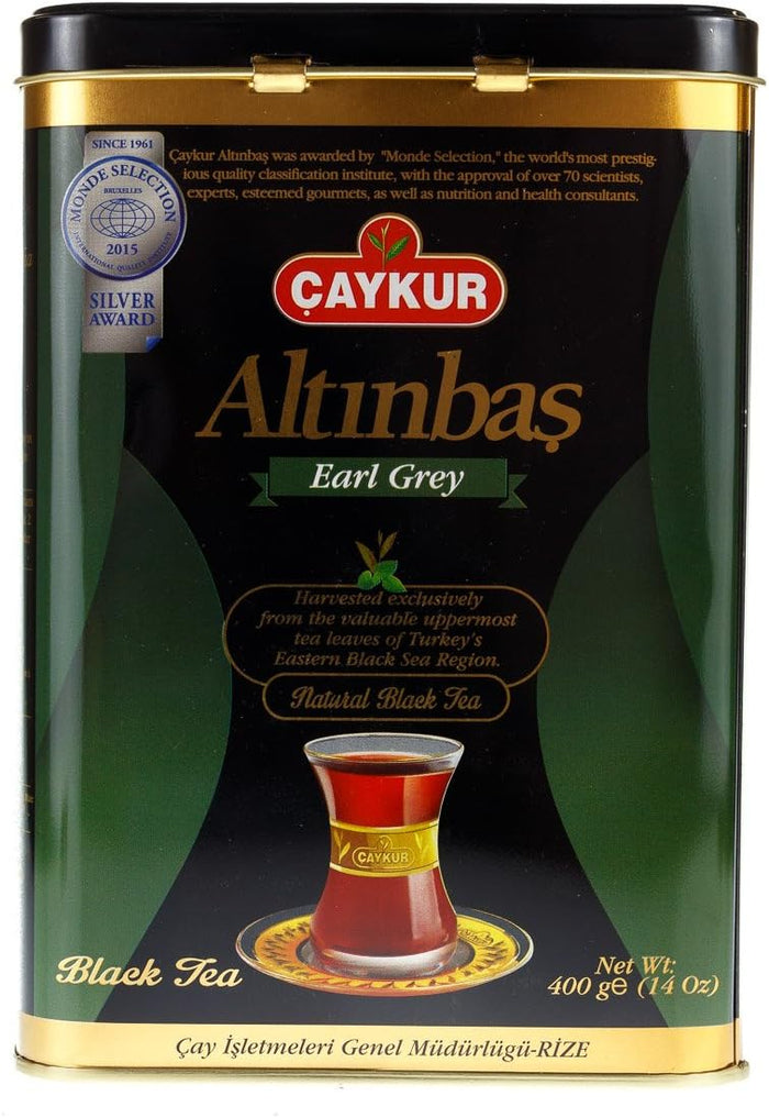 Caykur Altinbas Earl Grey Premium Natural Black Tea 400 Gr (in Can) Harvested exclusively from the valuable uppermost tea leaves of Turkey's Eastern Black Sea Region