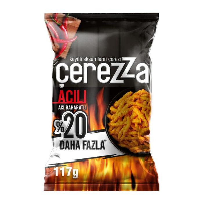 Cerezza Spicy Corn Snack Super Size delivers a bold and fiery flavor experience for spice lovers.