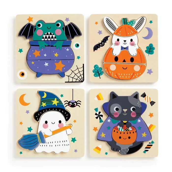 Chronicle Books Spooky Friends Set of 4 Wood Puzzles