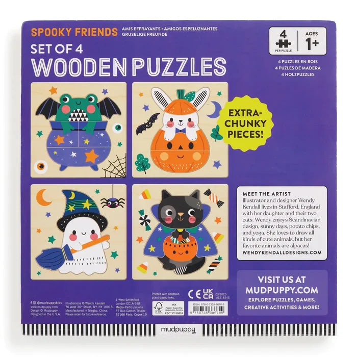 Chronicle Books Spooky Friends Set of 4 Wood Puzzles