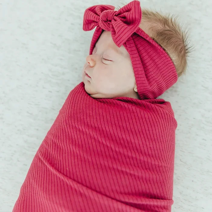 Copper Pearl Rib Knit Headband Bow
