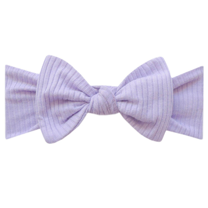 Copper Pearl Rib Knit Headband Bow - Periwinkle
