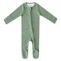 Copper Pearl Rib Knit Zip-up Footie - Clover