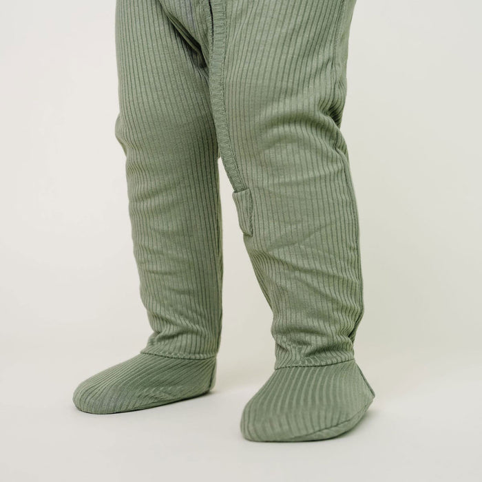 Copper Pearl Rib Knit Zip-up Footie - Clover