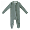 Copper Pearl Rib Knit Zip-up Footie - Moss