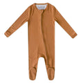 Copper Pearl Zip-up Footie - Camel