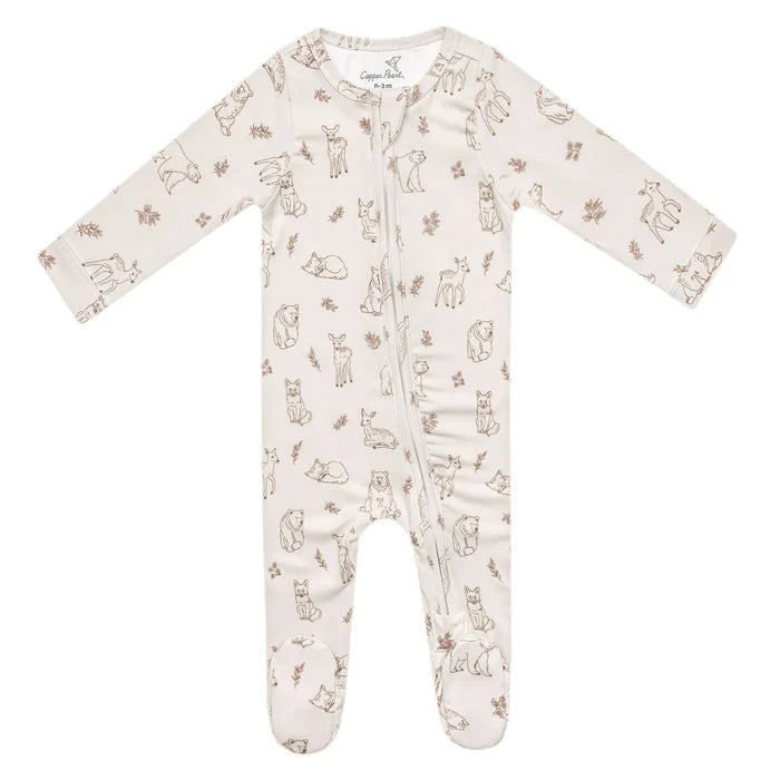 Copper Pearl Zip up Footie - Dylan