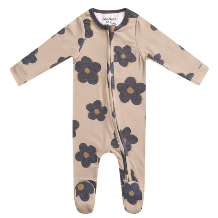 Copper Pearl Zip-up Footie - Gemma in Tan
