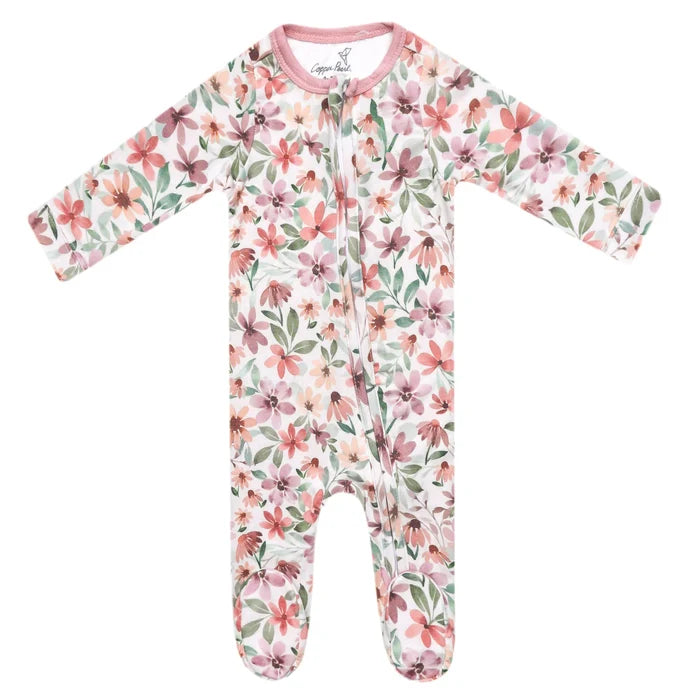 Copper Pearl Zip up Footie - Natalie