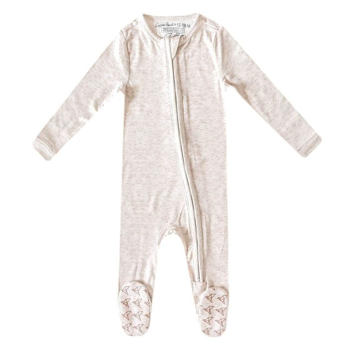 Copper Pearl Zip-up Footie - Oat