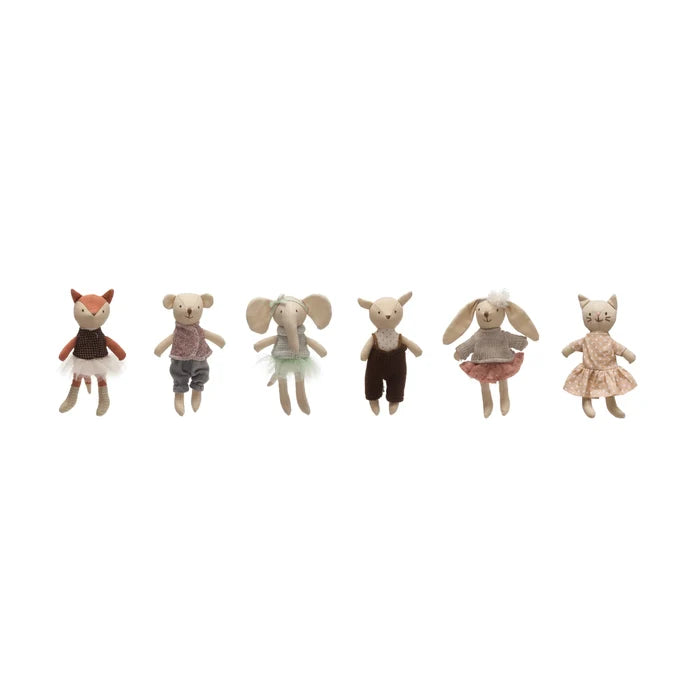 Creative Co-op Cotton Linen Mini Animal Doll