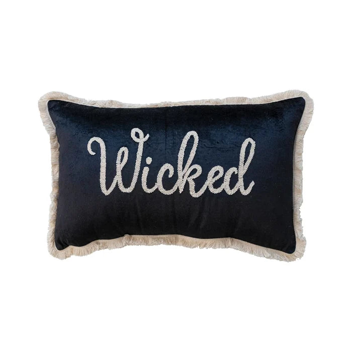 Creative Co-op Cotton Velvet Lumbar Pillow - Wicked