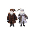 Creative Co-op Faux Fur Fabric & Resin Santa with Lantern